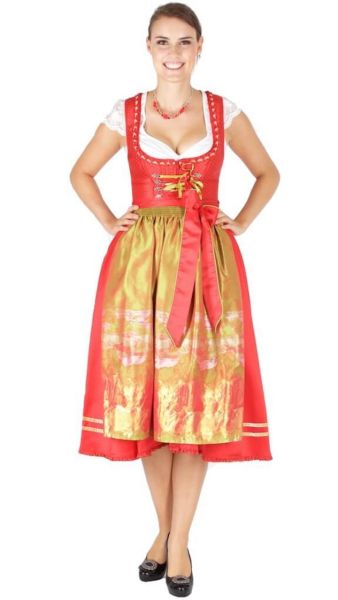 10046 Melega Dirndl Dominique 75er rot grün