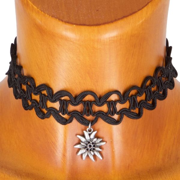 HK54 30 2014 Posamentencollier schwarz mit Edelweiss