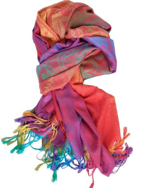 Cassandra Trachtenschal 60889 in blau bordeaux bunt