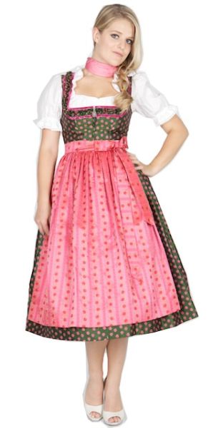 Sportalm Designer Dirndl Kundl 75er grün fuchsia Blumen