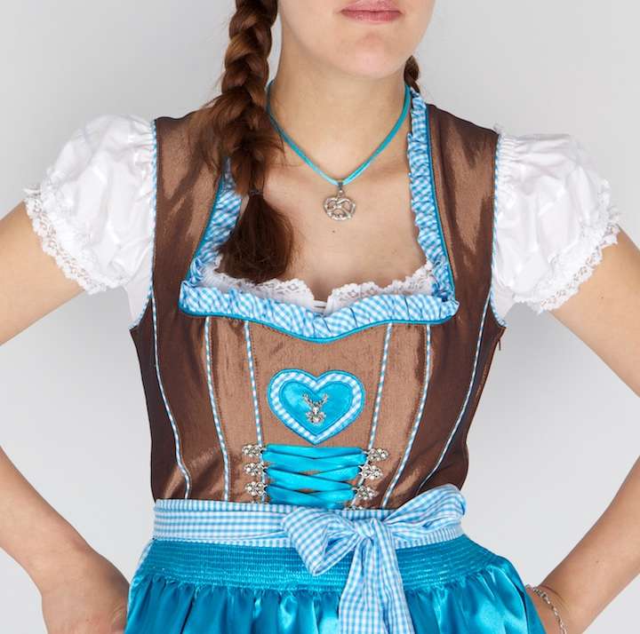 Country Line Dirndl outlet braun-türkis Allover-Druck Elegant