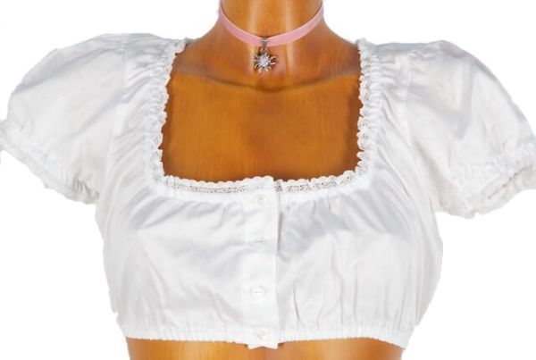 Fräulein Trentini Designer Dirndlbluse Lieselotte weiß rosa
