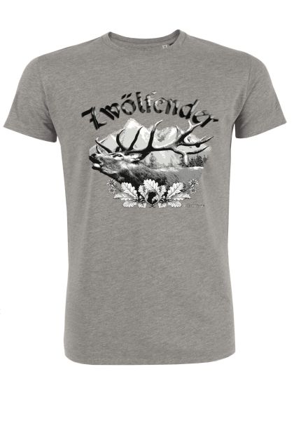 Mister Edelweiss Herren T-Shirt 21003 Zwölfender Gr XL Grau