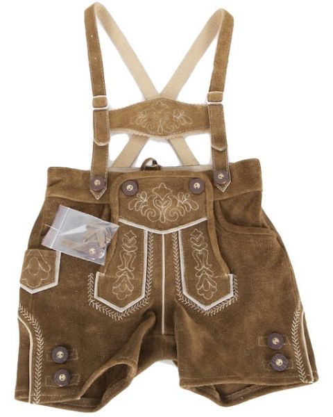55810 Isar Trachten kurze Kinderlederhose oliv bestickt