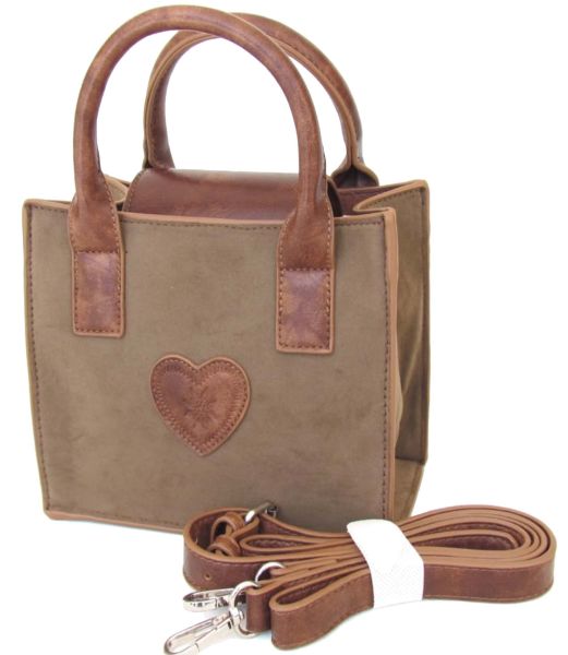 Lady Edelweiss Minibag Handtasche 17005 Oliv mit geprägtem Herz