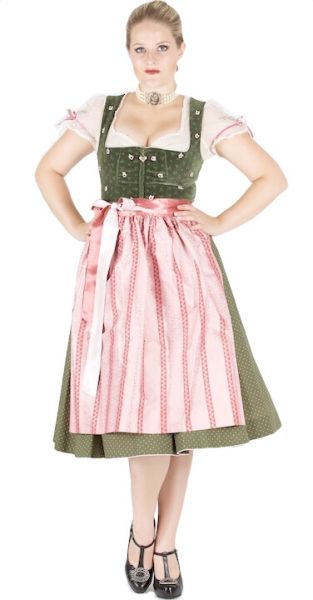 Sportalm Dirndl Attersee 70er moosgrün altrosa