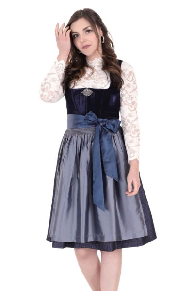 Fuchs Trachtenmode Samtdirndl 17282 Marineblau 65cm