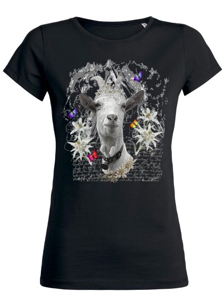Lady Edelweiss Damen T-Shirt 20429 Geißbock Gr M Schwarz