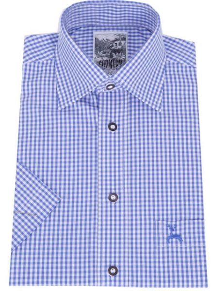 99209/2 Herren Trachtenhemd Gr S blau weiß karo kurzarm