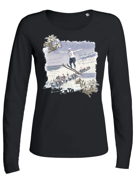 Lady Edelweiss Damen T-Shirt 20306 Skispringer Gr S Schwarz langarm