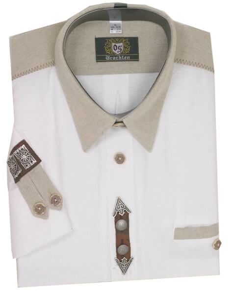 ORB23 Orbis Herren Trachtenhemd Gr 37/38 weiss Krempelarm
