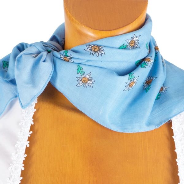 4152 Nickituch mit Edelweiß hellblau