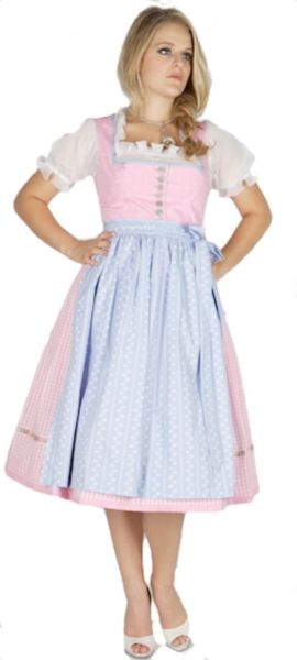 Sportalm Exklusiv Designer 70er Dirndl Kirchstetten rosa hellblau