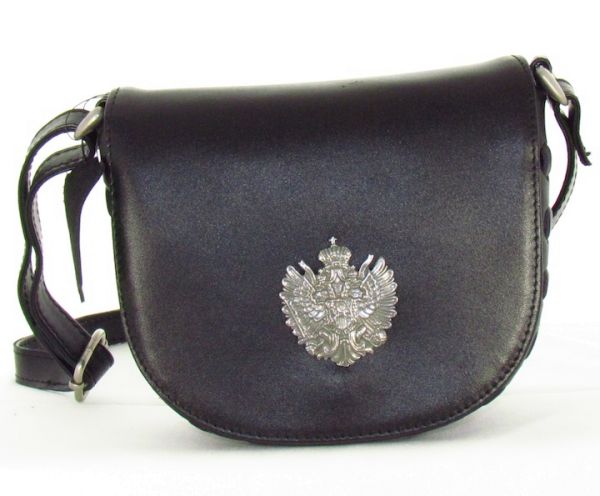 14798 Lady Edelweiss Trachtentasche schwarz mit Wappen echt Leder