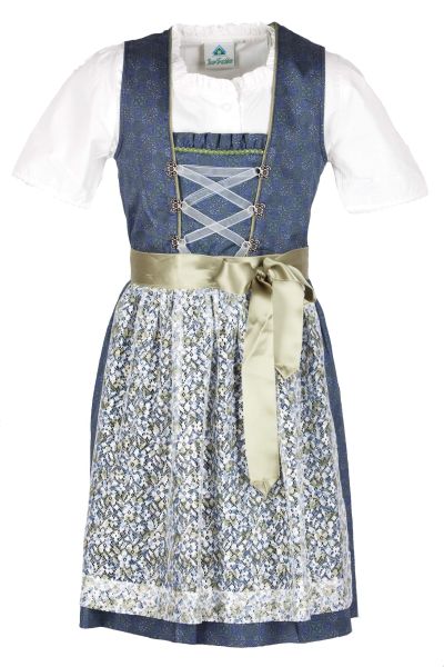 Isar Trachten Kinderdirndl 63174 Jeansblau Spitzenschürze