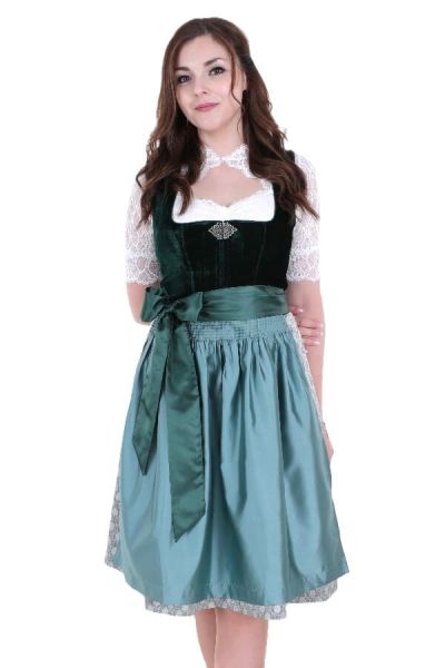 Fuchs Trachtenmode Samtdirndl 17288 Grün Jade 65cm