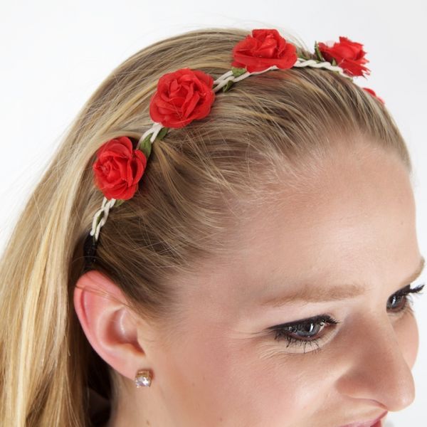 26007 Haarband mit Blüten rot