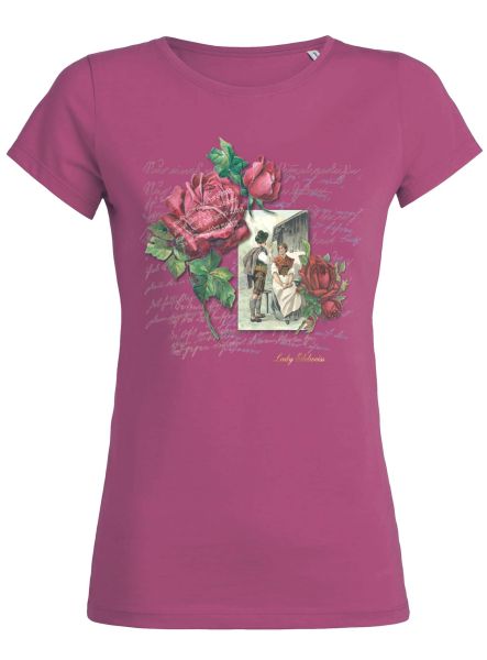Lady Edelweiss Damen T-Shirt 20302 Rosen Gr M Raspberry
