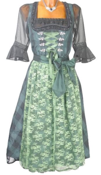 2520/29 Designer Dirndl Karo tanne 70er