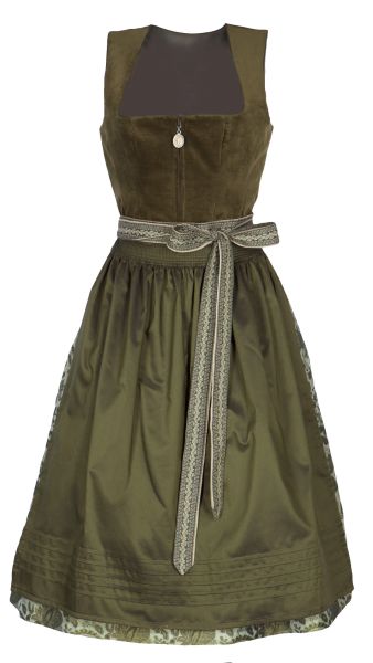 Tramontana Samt Stretch Dirndl 17260 Oliv 70 cm midi