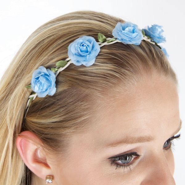 26007 Haarband mit Blüten hellblau