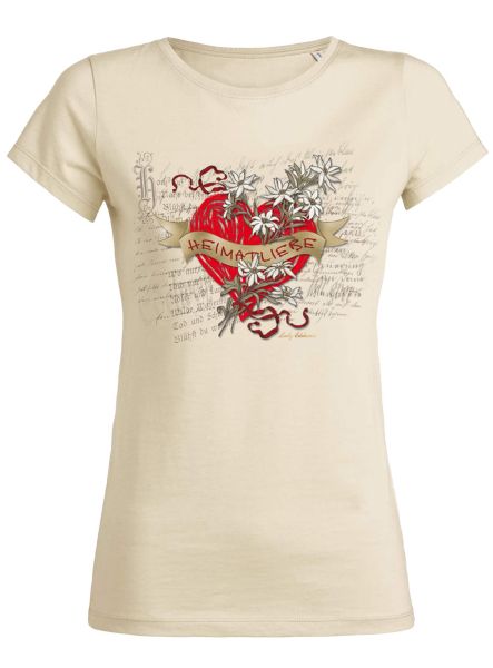 Lady Edelweiss Damen T-Shirt 20307 Heimatliebe Gr XS Natur