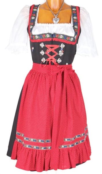 5788 Wenger Dirndl Wenke schwarz rot 60er